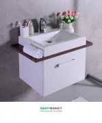 Тумба підвісна Буль-Буль Santa Cruz 800х500х608 з раковиною Lilly 600 і стільницею Santa Cruz (Santa Cruz + 4206101) + стільніця