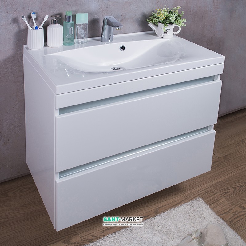 Тумба подвесная Буль-Буль Borneo 795х475х710 с раковиной Yonna 80 белый Borneo 800 (Borneo 800 + 0608101)