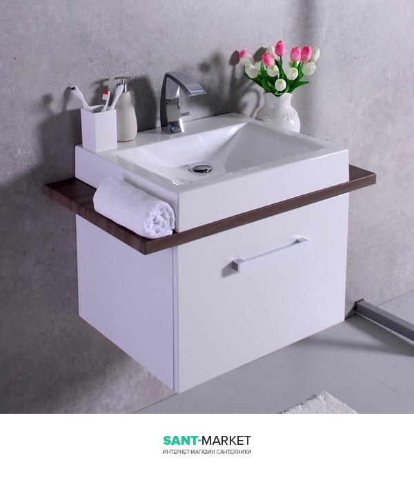 Тумба підвісна Буль-Буль Santa Cruz 800х500х608 з раковиною Lilly 600 і стільницею Santa Cruz (Santa Cruz + 4206101) + стільніця