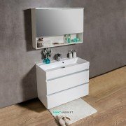 Тумба  подвесная Буль-Буль Sherman 991х442х718 с раковиной Signe 1000 белый 11610012200