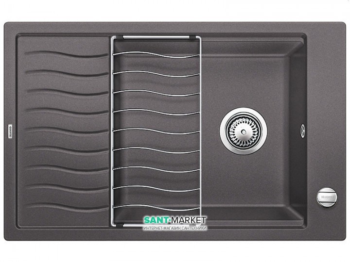 Мойка для кухни прямоугольная BLANCO ELON XL 6 S SILGRANIT врезная  с клапаном-автоматом  темная скала 524835