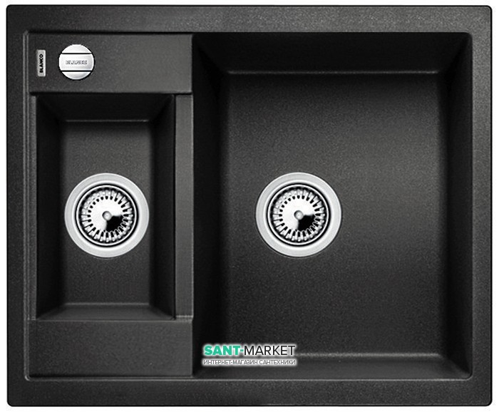 Мийка для кухні прямокутна BLANCO METRA 6 SILGRANIT врізна з клапаном-автоматом антрацит 516165