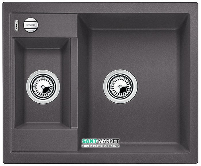 Мойка для кухни прямоугольная BLANCO METRA 6 SILGRANIT врезная  с клапаном-автоматом  темная скала 518874