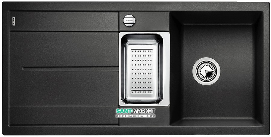 Мийка для кухні прямокутна BLANCO METRA 6 S SILGRANIT врізна з клапаном-автоматом антрацит 513053