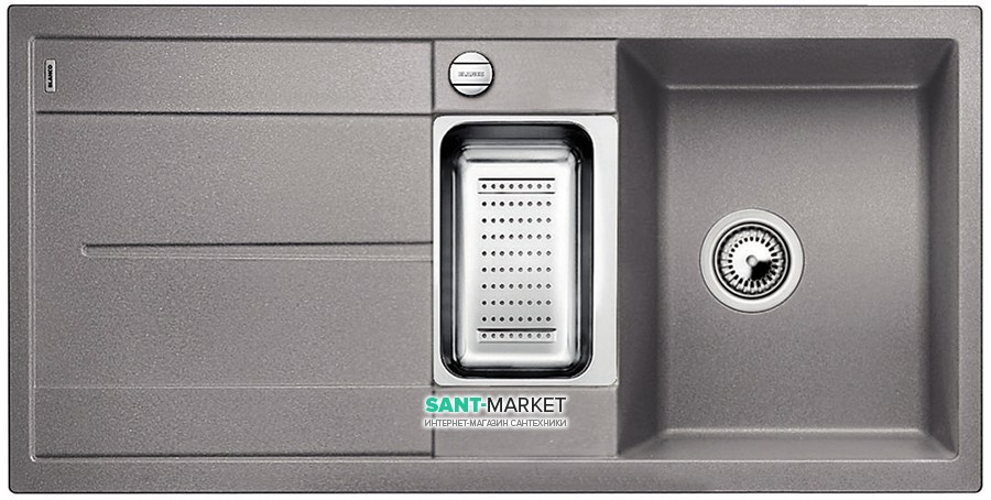 Мийка для кухні прямокутна BLANCO METRA 6 S SILGRANIT врізна з клапаном-автоматом алюметаллик 513045