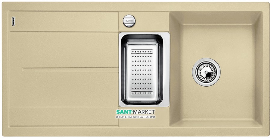 Мойка для кухни прямоугольная BLANCO METRA 6 S SILGRANIT врезная  с клапаном-автоматом  шампань 513939