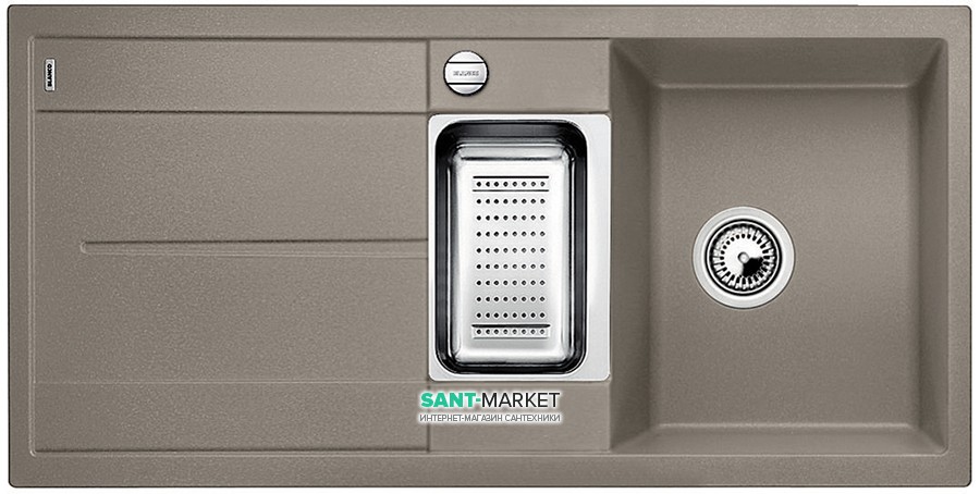 Мойка для кухни прямоугольная BLANCO METRA 6 S SILGRANIT врезная  с клапаном-автоматом  серый беж 517354