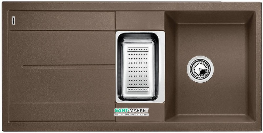Мийка для кухні прямокутна BLANCO METRA 6 S SILGRANIT врізна з клапаном-автоматом мускат 521892