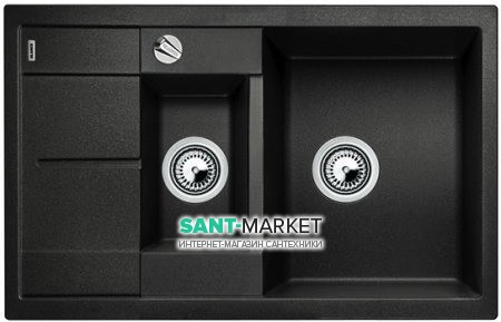 Мийка для кухні прямокутна BLANCO METRA 6 S COMPACT SILGRANIT врізна з клапаном-автоматом антрацит 513473
