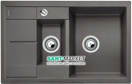 Мойка для кухни прямоугольная BLANCO METRA 6 S COMPACT SILGRANIT врезная  с клапаном-автоматом  темная скала 518876