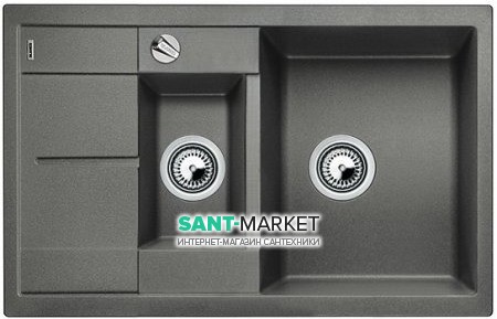 Мойка для кухни прямоугольная BLANCO METRA 6 S COMPACT SILGRANIT врезная  с клапаном-автоматом  алюметаллик 513553