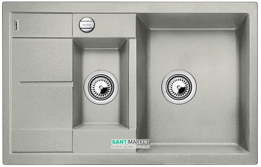 Мийка для кухні прямокутна BLANCO METRA 6 S COMPACT SILGRANIT врізна з клапаном-автоматом перловий 520576