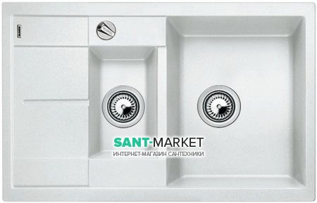 Мойка для кухни прямоугольная BLANCO METRA 6 S COMPACT SILGRANIT врезная  с клапаном-автоматом  белый 513468