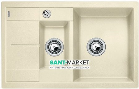 Мийка для кухні прямокутна BLANCO METRA 6 S COMPACT SILGRANIT врізна з клапаном-автоматом жасмин 513469