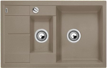 Мойка для кухни прямоугольная BLANCO METRA 6 S COMPACT SILGRANIT врезная  с клапаном-автоматом  серый беж 517353
