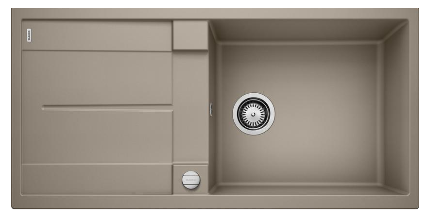 Мийка для кухні прямокутна BLANCO METRA XL 6 S SILGRANIT врізна з клапаном-автоматом сірий беж 517360