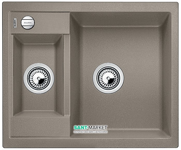 Мойка для кухни прямоугольная BLANCO METRA 6 SILGRANIT врезная  с клапаном-автоматом  серый беж 517351