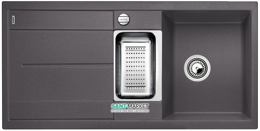 Мойка для кухни прямоугольная BLANCO METRA 6 S SILGRANIT врезная  с клапаном-автоматом  темная скала 518877