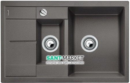 Мийка для кухні прямокутна BLANCO METRA 6 S COMPACT SILGRANIT врізна з клапаном-автоматом темна скеля 518876