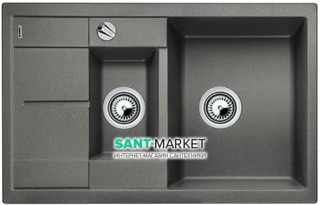 Мийка для кухні прямокутна BLANCO METRA 6 S COMPACT SILGRANIT врізна з клапаном-автоматом алюметаллик 513553