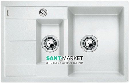 Мийка для кухні прямокутна BLANCO METRA 6 S COMPACT SILGRANIT врізна з клапаном-автоматом білий 513468