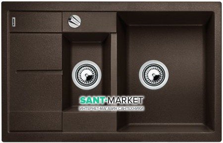Мойка для кухни прямоугольная BLANCO METRA 6 S COMPACT SILGRANIT врезная  с клапаном-автоматом  кофе 515044