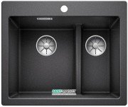 Мойка для кухни прямоугольная BLANCO PLEON 6 Split врезная  искусственный гранит  антрацит 521689