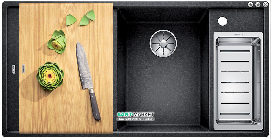 Мийка для кухні прямокутна BLANCO Axia III 6 S-F SILGRANIT® антрацит 523483