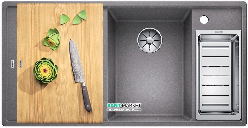 Мийка для кухні прямокутна BLANCO Axia III 6 S-F SILGRANIT® алюметаллик 523485