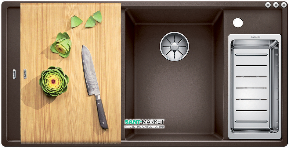 Мойка для кухни прямоугольная BLANCO Axia III 6 S-F SILGRANIT® кофе 523488