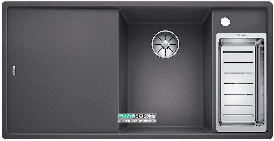 Мийка для кухні прямокутна BLANCO Axia III 6 S-F SILGRANIT® темна скеля 523490