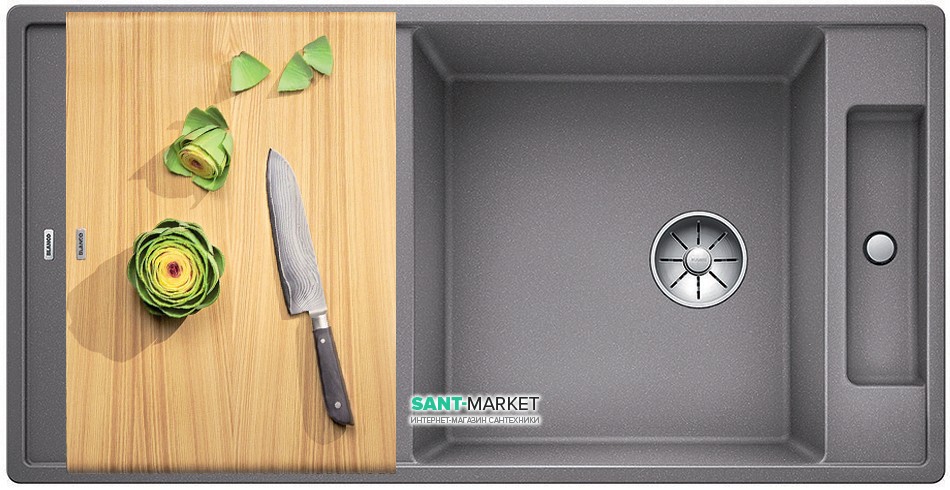 Мойка для кухни прямоугольная BLANCO Axia III XL 6 S-F SILGRANIT® алюметаллик 523522