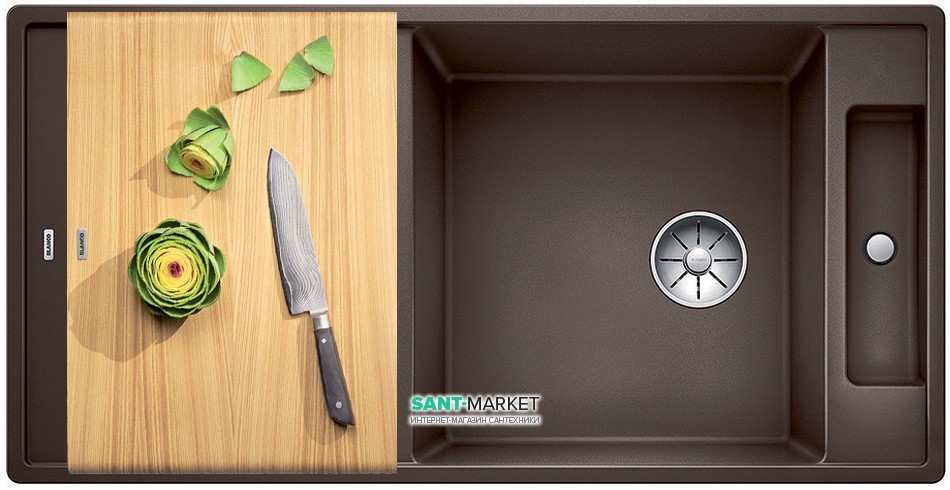 Мойка для кухни прямоугольная BLANCO Axia III XL 6 S-F SILGRANIT® кофе 523525