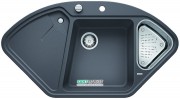 Мийка для кухні кутова BLANCO DELTA II SILGRANIT врізна з клапаном-автоматом темна скеля 523657