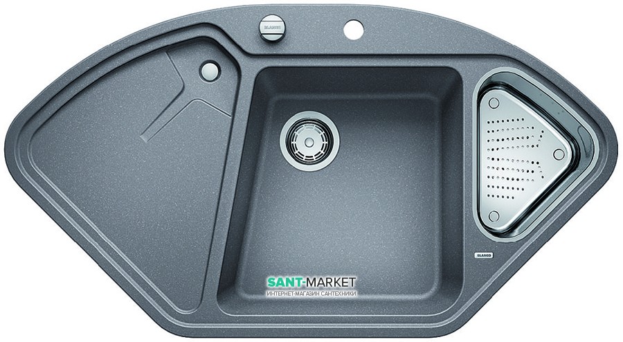 Мойка для кухни угловая BLANCO DELTA II SILGRANIT врезная  с клапаном-автоматом  алюметаллик 523658