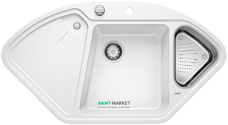 Мийка для кухні кутова BLANCO DELTA II SILGRANIT врізна з клапаном-автоматом білий 523660