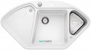 Мийка для кухні кутова BLANCO DELTA II SILGRANIT врізна з клапаном-автоматом білий 523660