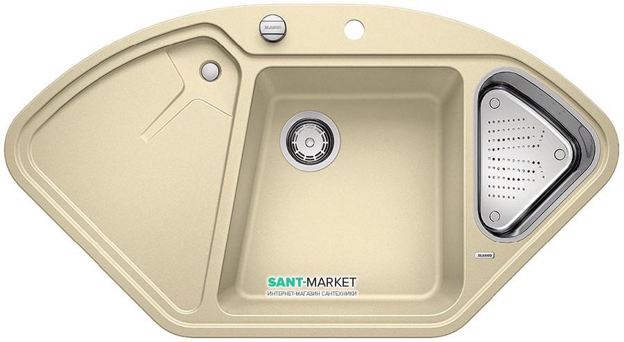 Мийка для кухні кутова BLANCO DELTA II SILGRANIT врізна з клапаном-автоматом шампань 523664