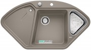 Мийка для кухні кутова BLANCO DELTA II SILGRANIT врізна з клапаном-автоматом сірий беж 523666