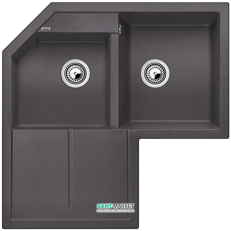 Мийка для кухні кутова BLANCO METRA 9 Е SILGRANIT врізна темна скеля 518888
