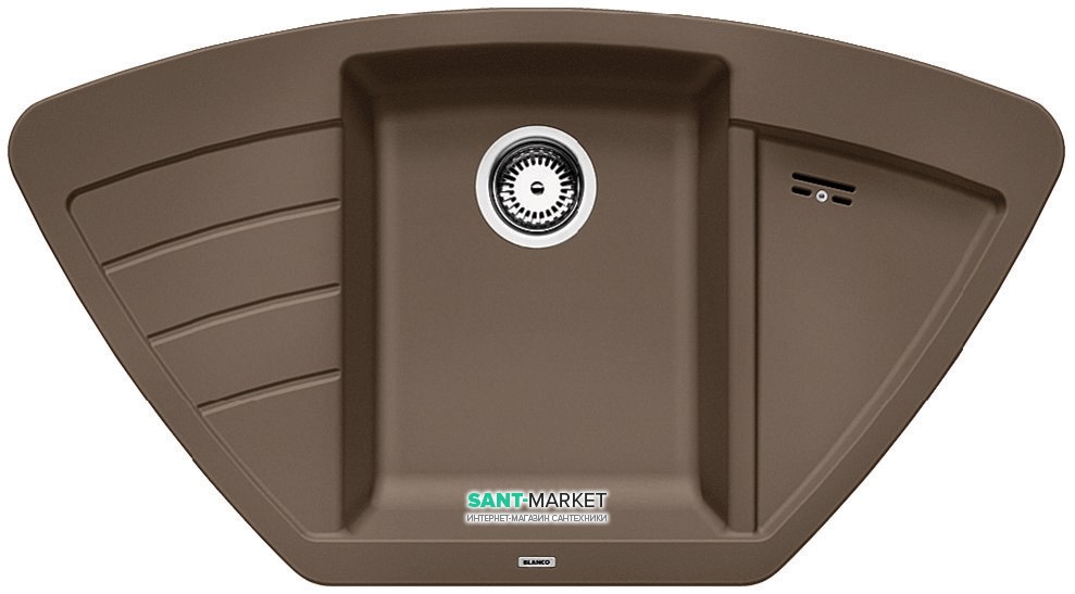 Мийка для кухні кутова BLANCO ZIA 9 E SILGRANIT трапециевидная врізна мускат +521978