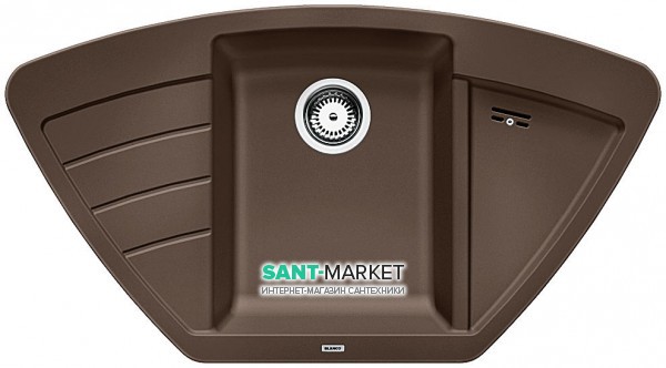Мийка для кухні кутова BLANCO ZIA 9 E SILGRANIT трапециевидная врізна кави 515074