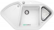 Мойка для кухни угловая BLANCO DELTA II SILGRANIT врезная  с клапаном-автоматом  белый 523660