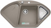 Мойка для кухни угловая BLANCO DELTA II SILGRANIT врезная  с клапаном-автоматом  серый беж 523666