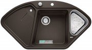 Мийка для кухні кутова BLANCO DELTA II SILGRANIT врізна з клапаном-автоматом кава 523669