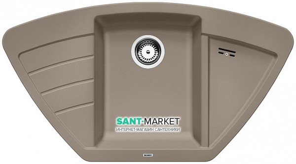 Мийка для кухні кутова BLANCO ZIA 9 E SILGRANIT трапециевидная врізна сірий беж 514763