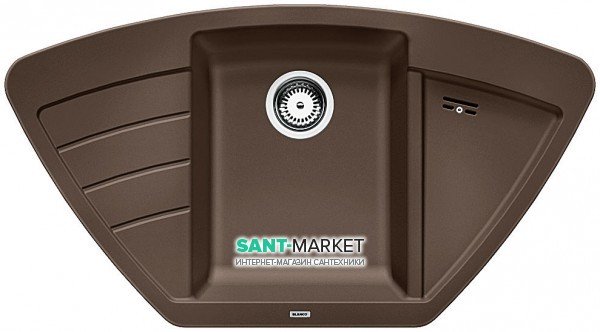Мийка для кухні кутова BLANCO ZIA 9 E SILGRANIT трапециевидная врізна кави 515074