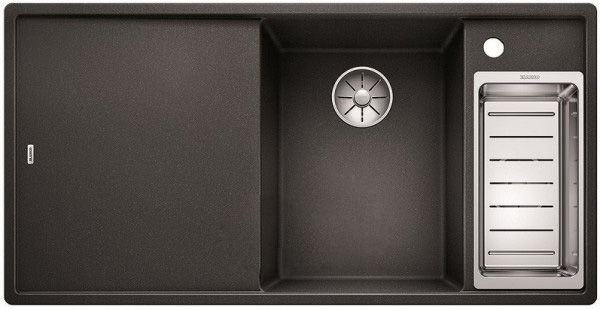 Мойка для кухни прямоугольная BLANCO Axia III 6S SILGRANIT врезная  с клапаном-автоматом  антрацит 523472