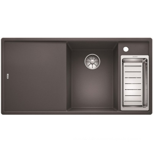 Мойка для кухни прямоугольная BLANCO Axia III 6S SILGRANIT врезная  с клапаном-автоматом  темная скала  523473