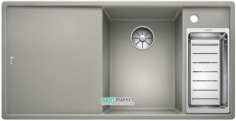 Мийка для кухні прямокутна BLANCO Axia III 6S SILGRANIT врізна з клапаном-автоматом перловий 523476